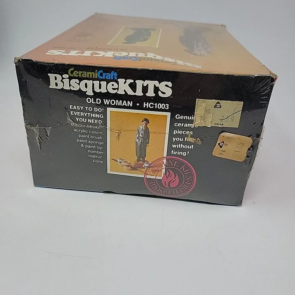 NEW VINTAGE Craft House BisqueKits Ceramic Paint by Number Figurine Old Woman
